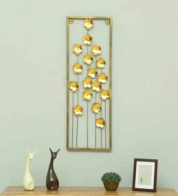 Decorative Metal Iron Flower Frame Wall Art – 3D Floral Sculpture