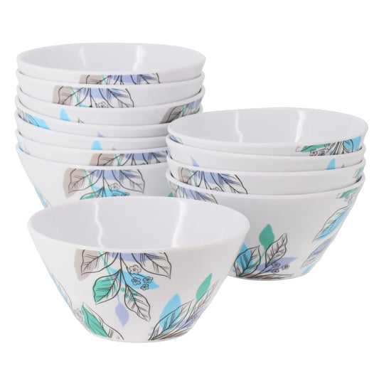 Gibson Home Tropical Sway Vineyard 12-Piece Hammered Melamine Bowl Set