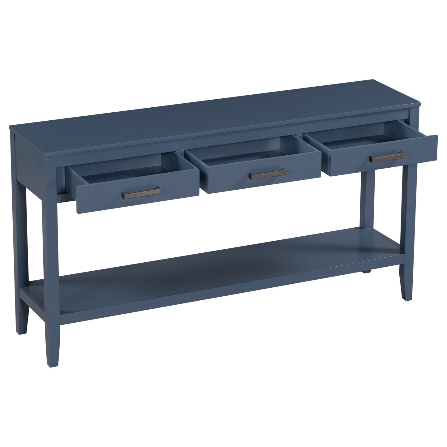 Contemporary Navy Blue 3-Drawer Console Table with Shelf – Entrance Table