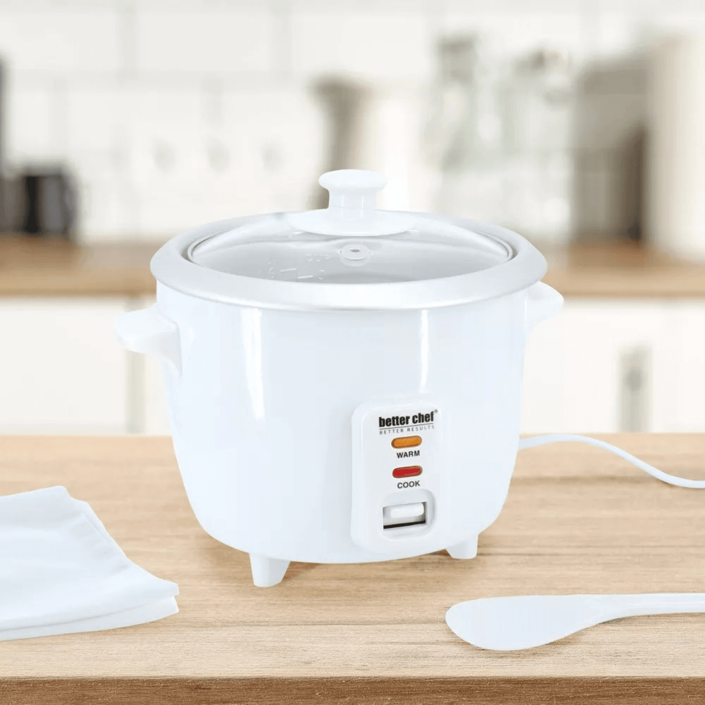 3-Cup Rice Cooker (6 Cups Cooked) with Paddle and Measuring Cup