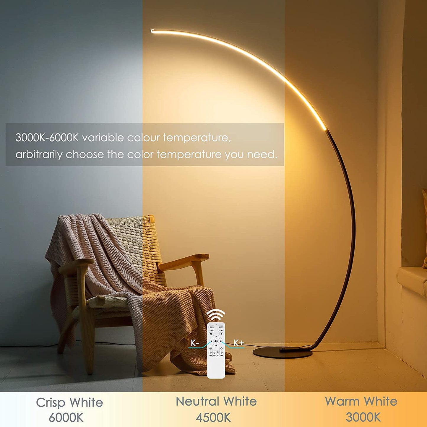 RGBW Modern Curve Floor Lamp with Remote Control