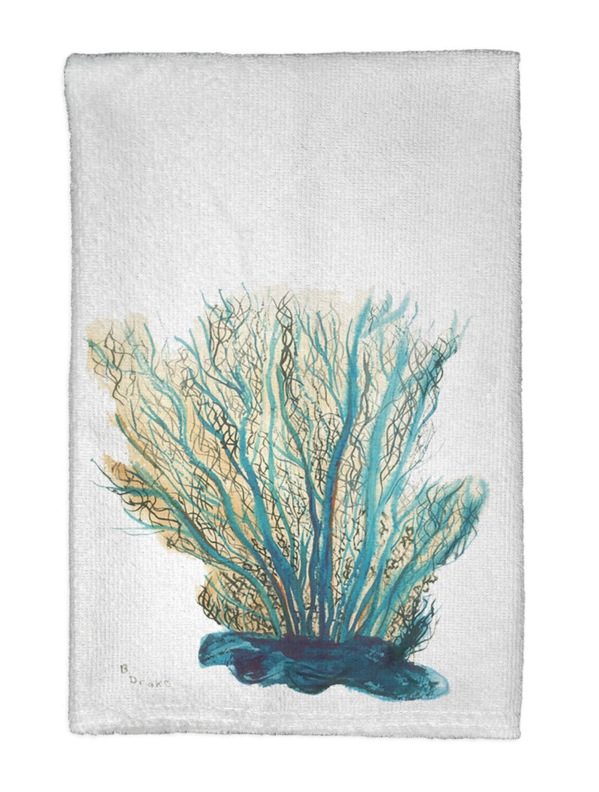 Decorative Kitchen Towel - Betsy Drake KT703 Blue Coral Kitchen Towel