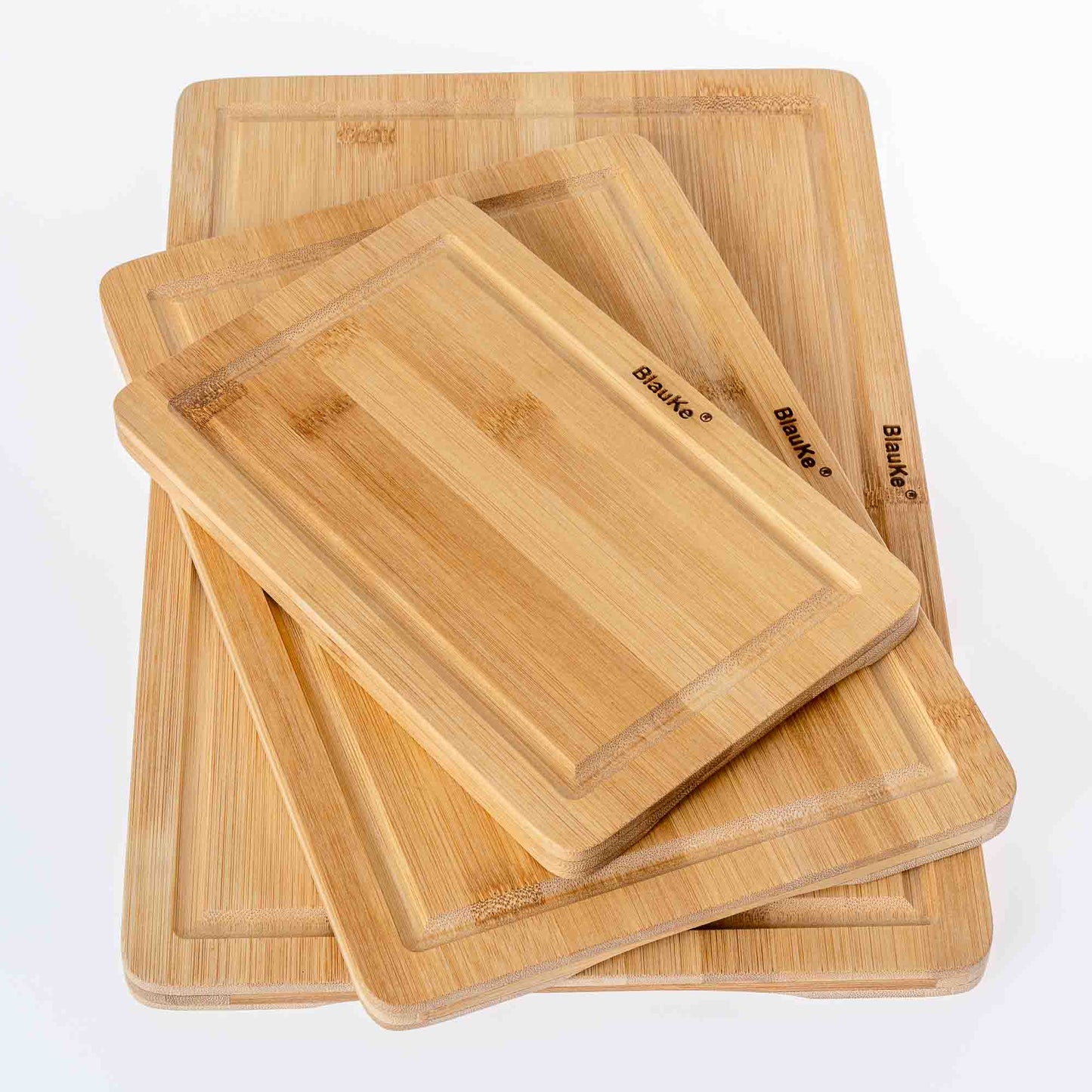 Bamboo Cutting Board Set with Juice Groove and Handles – 3-Piece Set