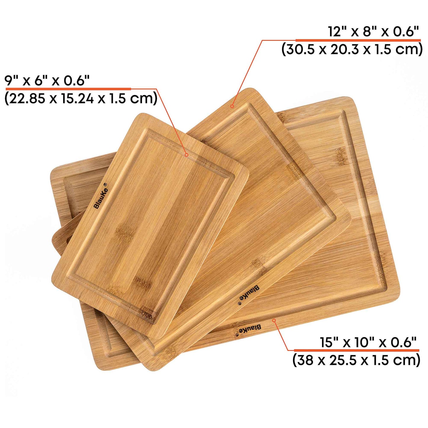 Bamboo Cutting Board Set with Juice Groove and Handles – 3-Piece Set