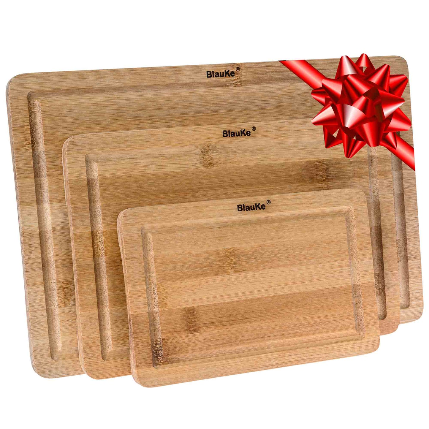 Bamboo Cutting Board Set with Juice Groove and Handles – 3-Piece Set