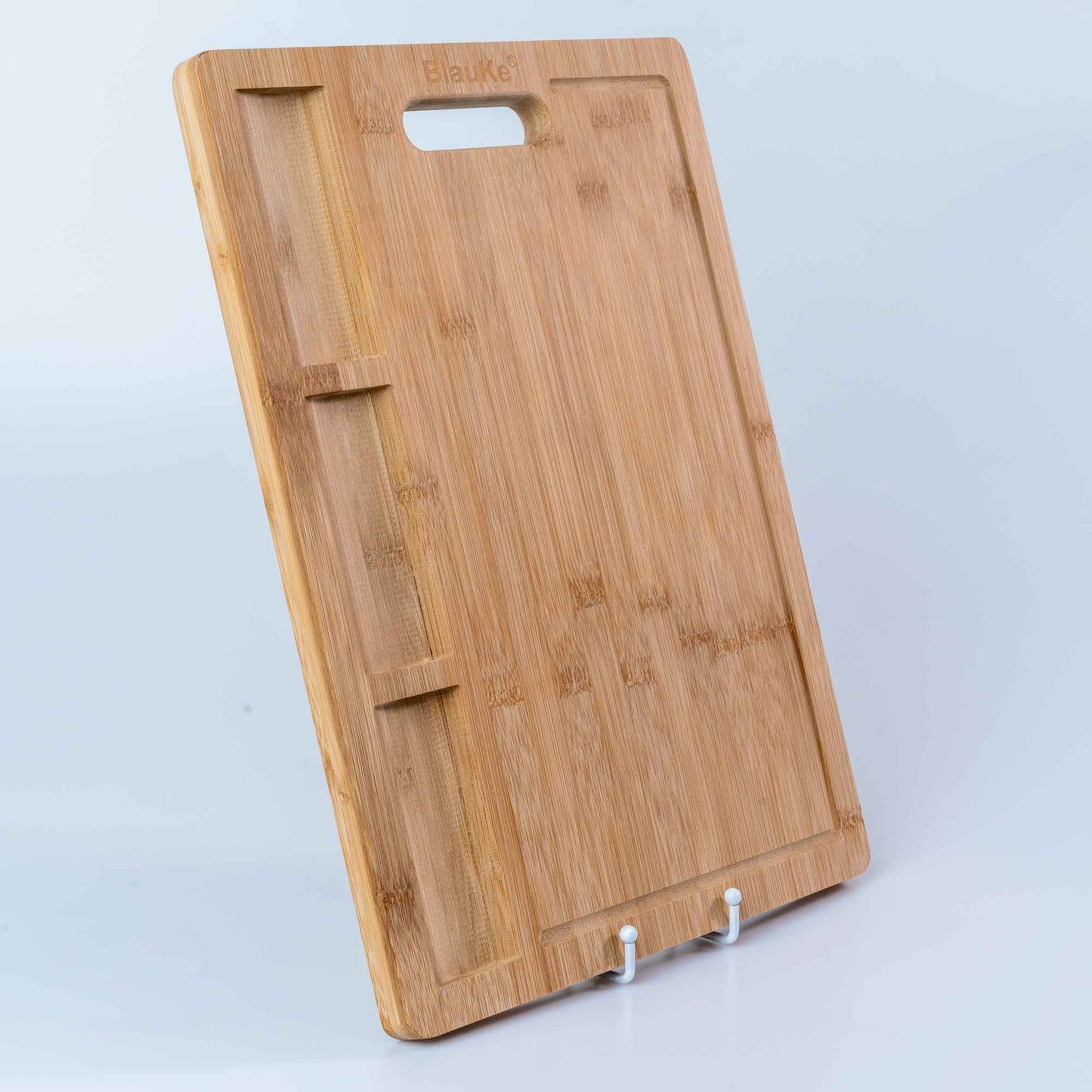 Extra Large Bamboo Cutting Board with Juice Groove and Compartments – 17x12.5 Inch