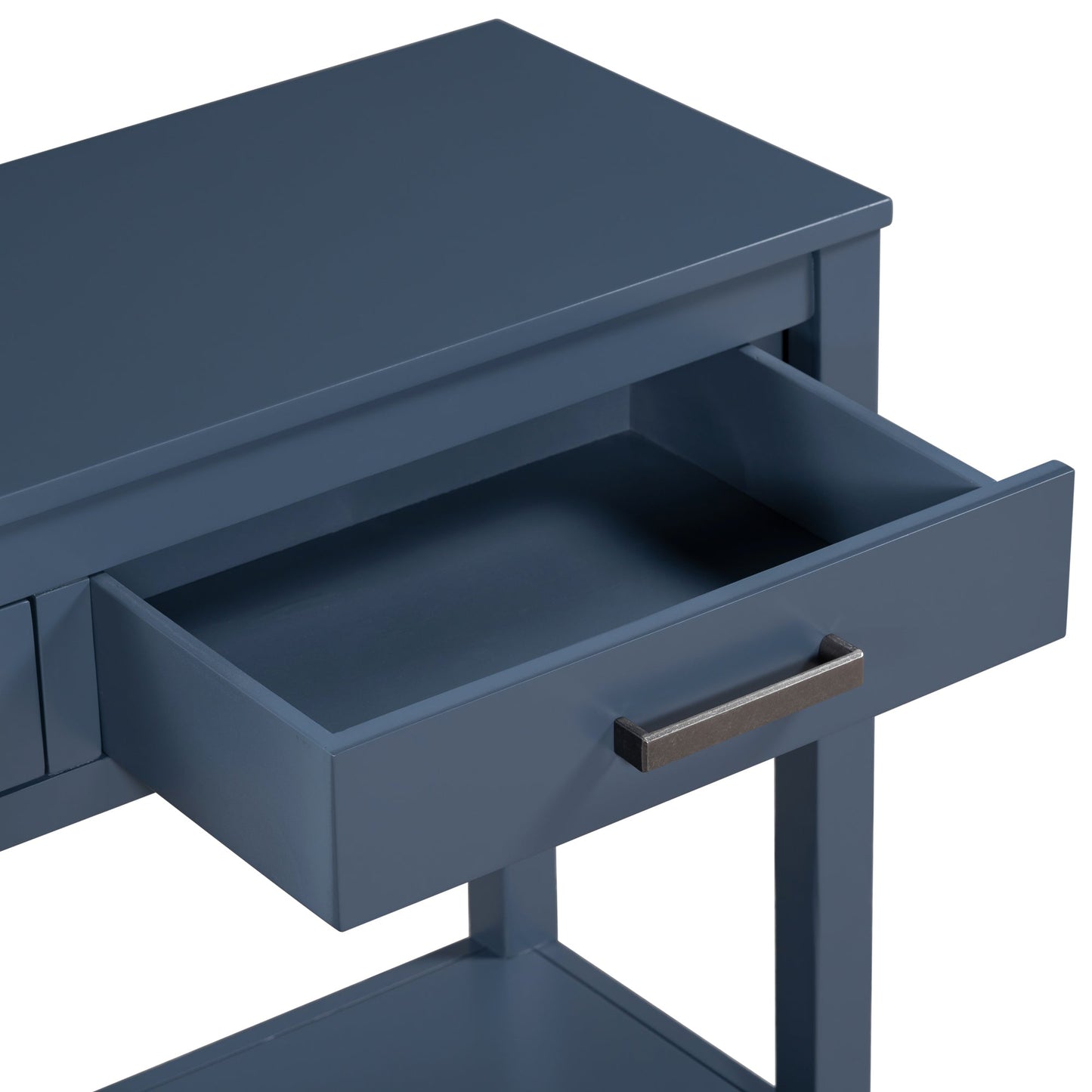 Contemporary Navy Blue 3-Drawer Console Table with Shelf – Entrance Table