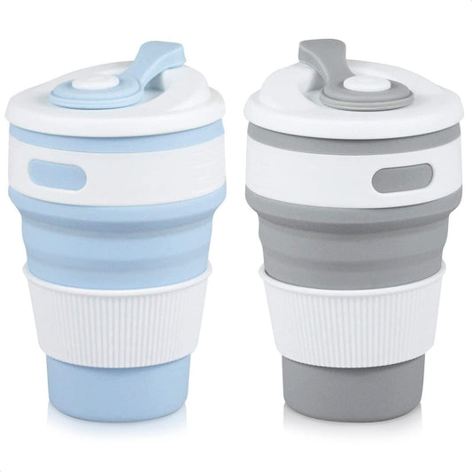 2-Pack Silicone Collapsible Travel Cups 11oz– Lightweight & Versatile