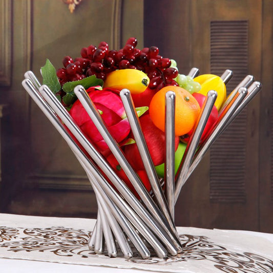 Foldable Stainless Steel Fruit Dish – Modern Art Design Basket