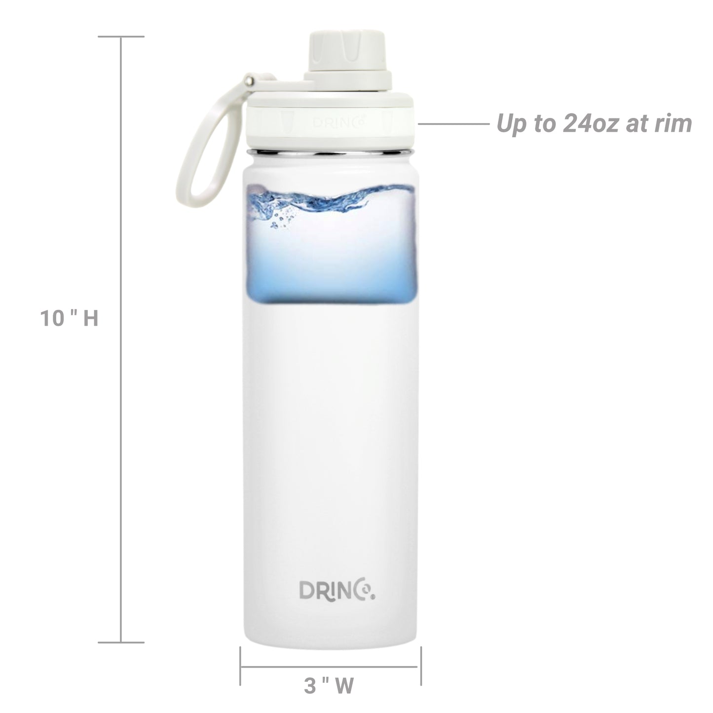 DRINCO® 22oz Stainless Steel Sport Water Bottle – Arctic White