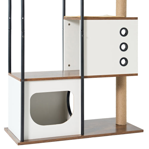 Modern Cat Tree Tower for Indoor Cats with 5 Tiers and Scratching Pads