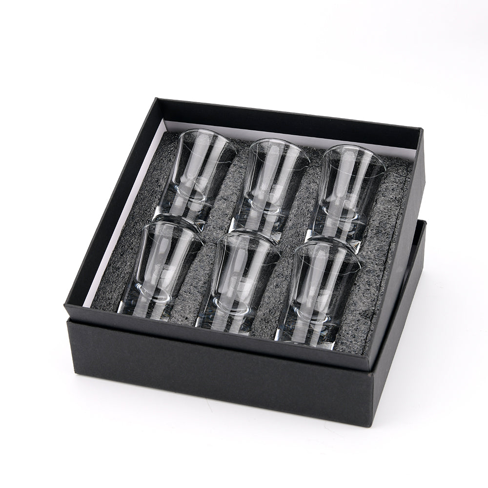 6-Pack 1.5oz Shot Glass Set in Black Presentation Gift Box